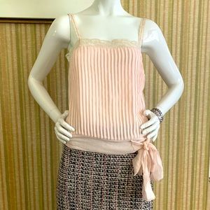 The Limited size Small silk camisole in soft blush color with lace detail